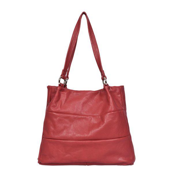 Leather Shoulder Bag Berry - Marlowe - Front