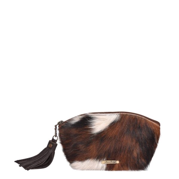 Cowhide Pouch Tricolour - Boho Large - Front