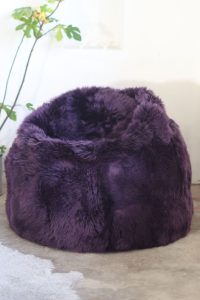 Sheepskin Beanbag UK Luxe Aubergine | Large | Closeup Sheepskin Beanbag UK Luxe Aubergine - Large - Closeup