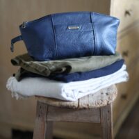 Leather Dopp Wash bag Navy Pugwash