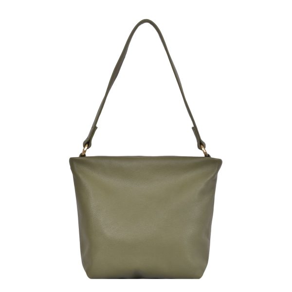 Leather Shoulder Bag Olive - Cookie - Front
