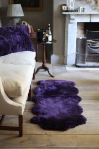 Sheepskin Luxe Aubergine Rug - Double - Lifestyle