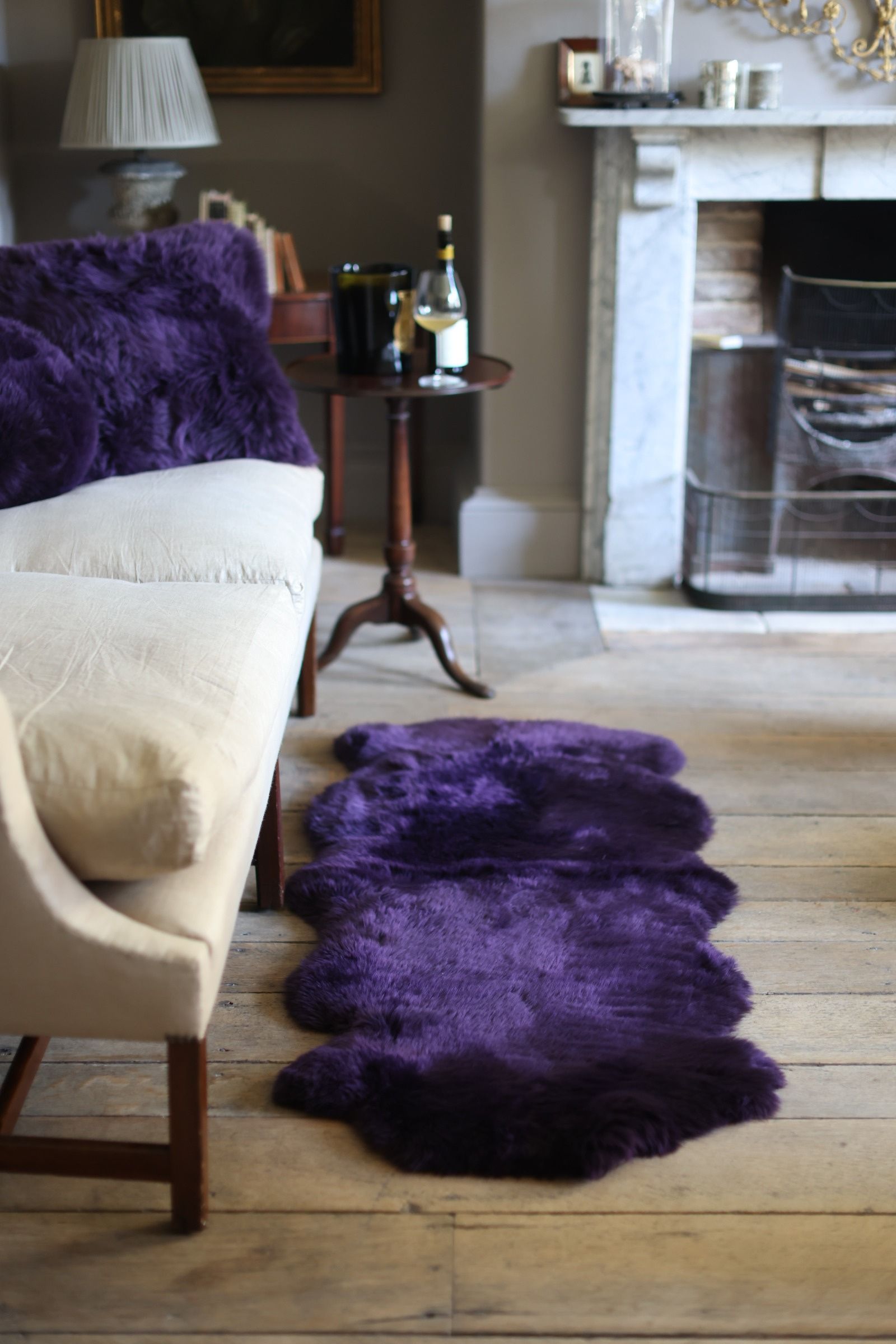 Sheepskin Luxe Aubergine Rug - Double - Lifestyle