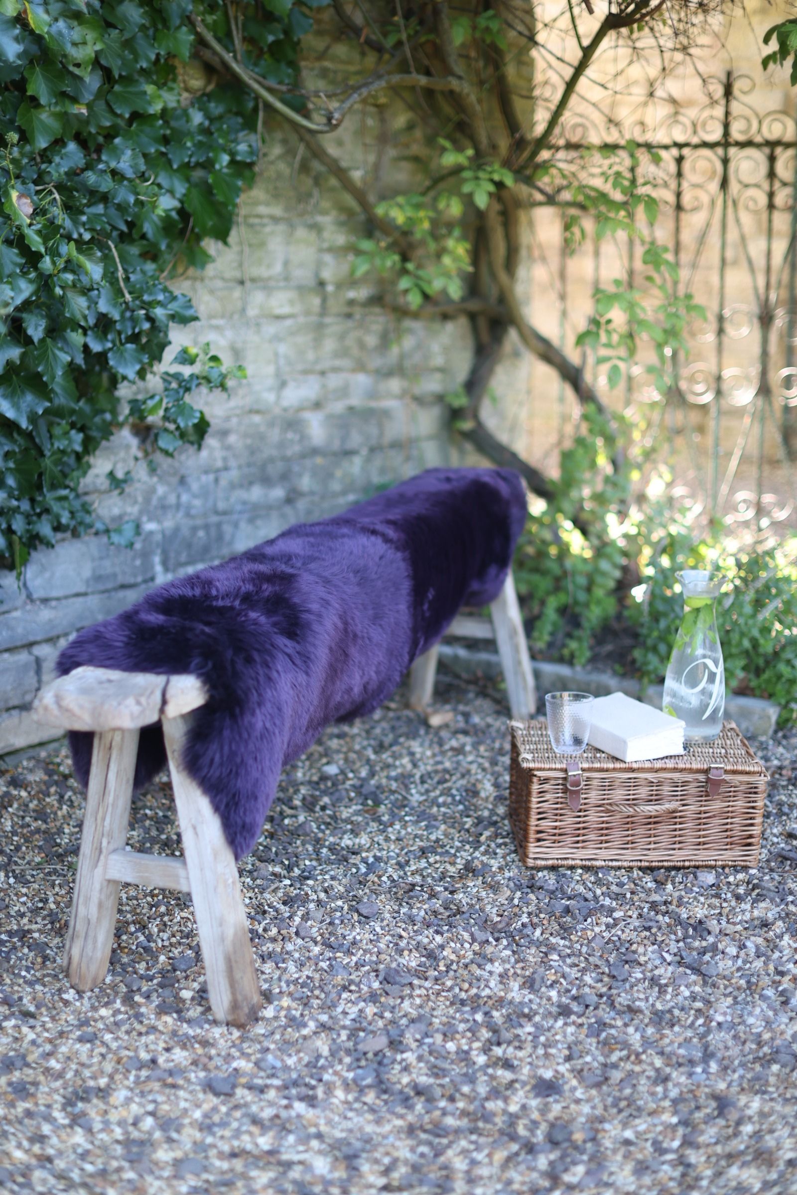 Sheepskin Luxe Aubergine Rug - Double - Outside