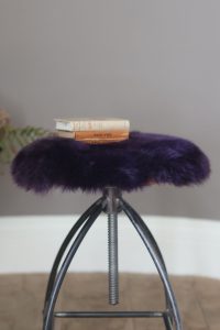 Sheepskin Luxe Aubergine Seatpad - Circular - Closeup