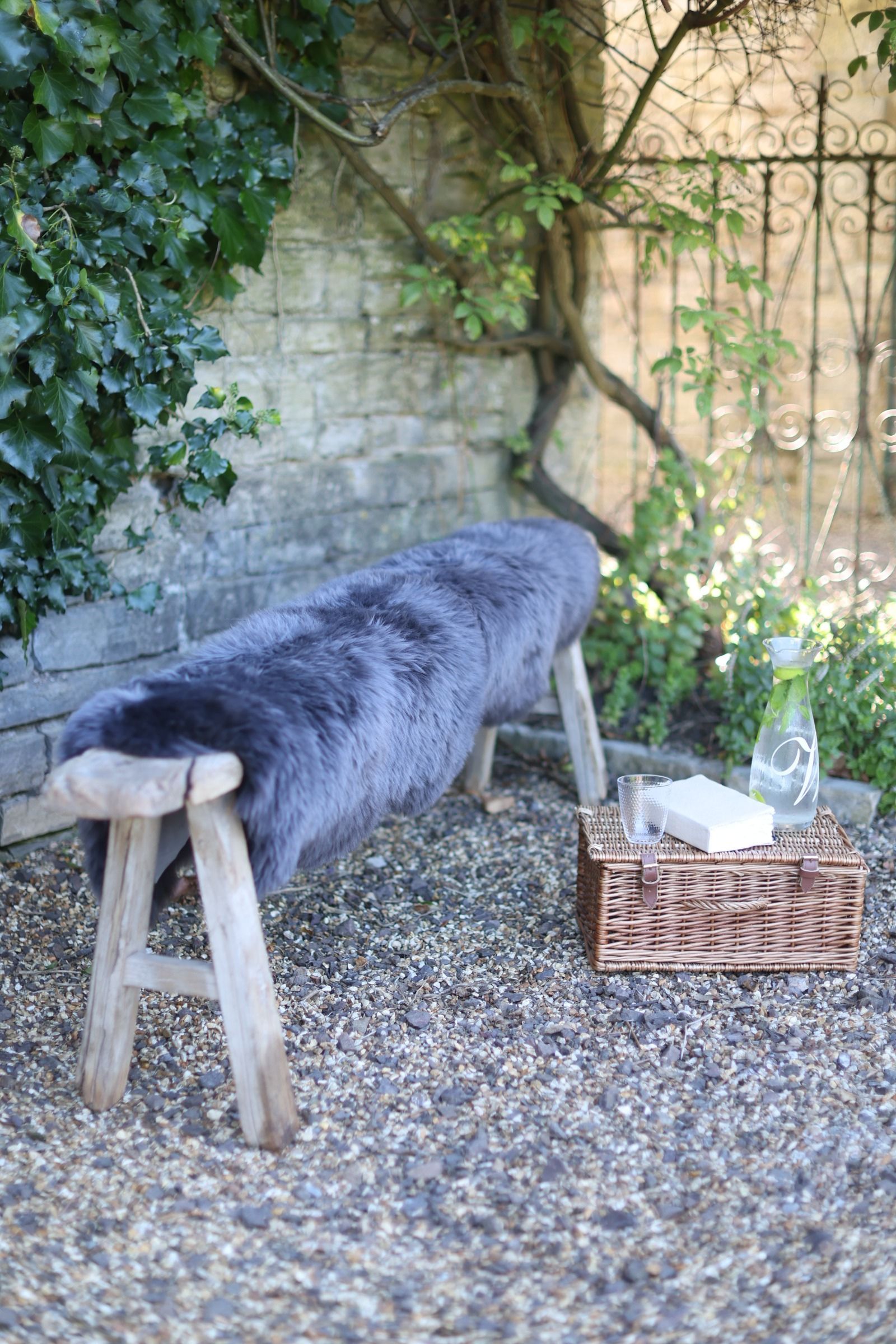 Sheepskin Luxe Gunmetal Rug - Double - Outside