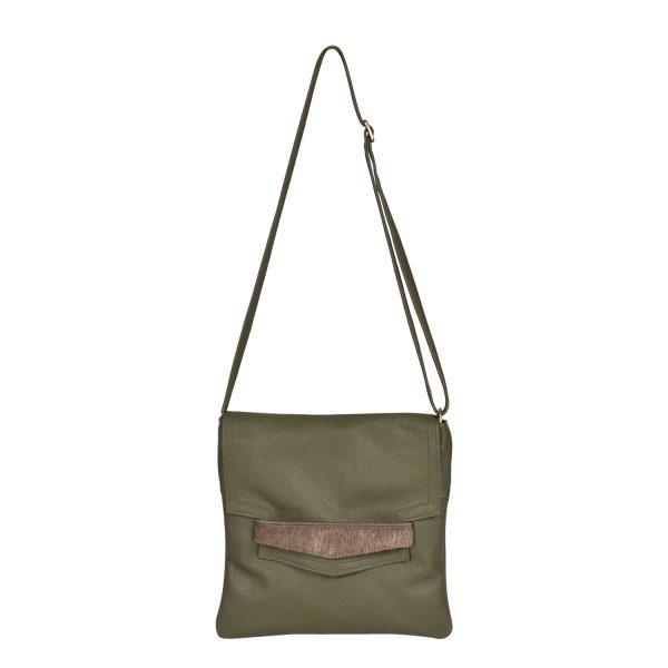 Leather Crossbody Bag Olive Bray - Sissie - Front