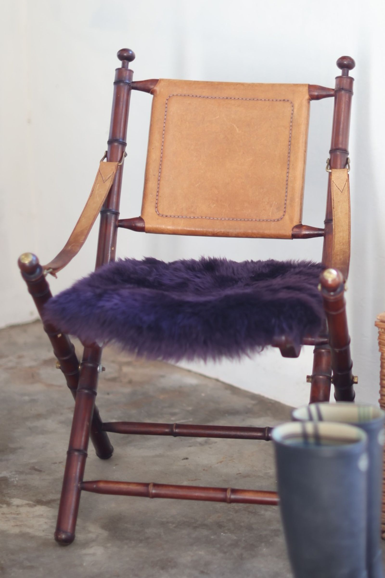 Sheepskin Luxe Aubergine Seatpad - Square - Closeup