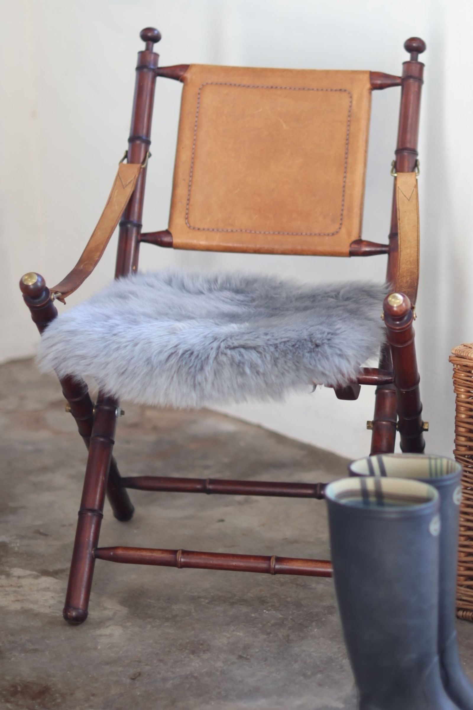 Sheepskin Luxe Earl Grey Seatpad | Square | Closeup Sheepskin Luxe Earl Grey Seatpad - Square - Closeup