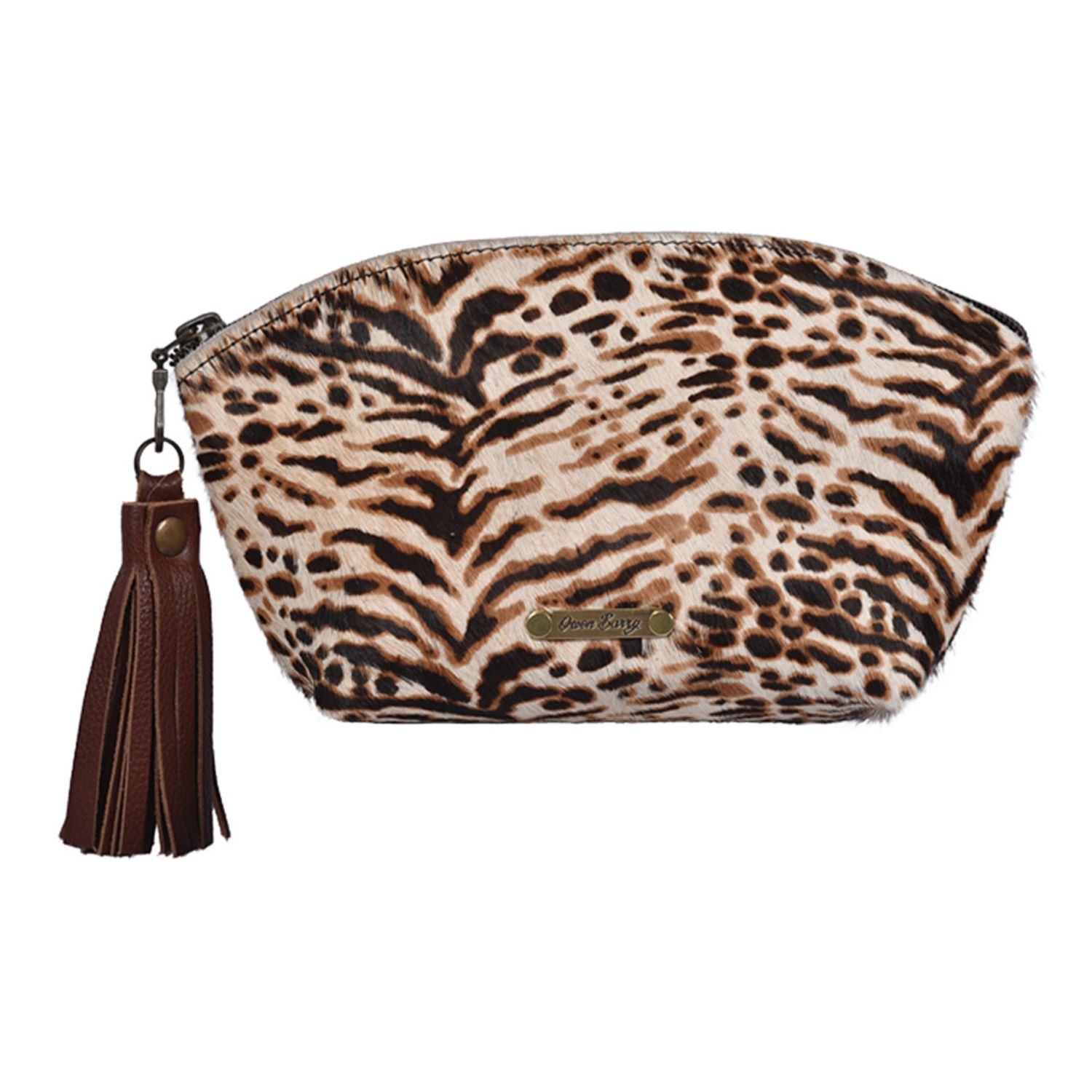 Cowhide Zipper Purse with leather tassle - Bengal