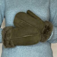 Sheepskin Mittens Olive M02