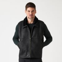 Mens Sheepskin Gilet Brody in Black Vintage by Owen Barry