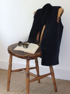 Sheepskin Gilet Reversible Talia Navy Curly