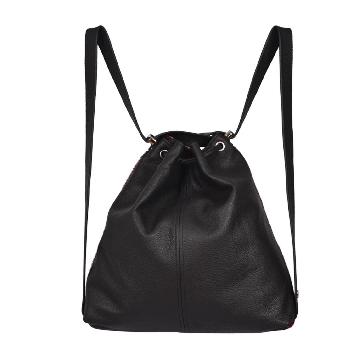 Cowhide Backpack Shoulder Chilli Drop Black Mathilde