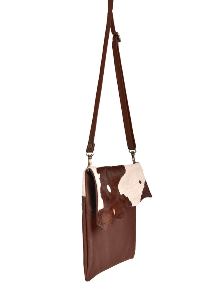 Cowhide Crossbody Brown Splash Cocoa Stevie
