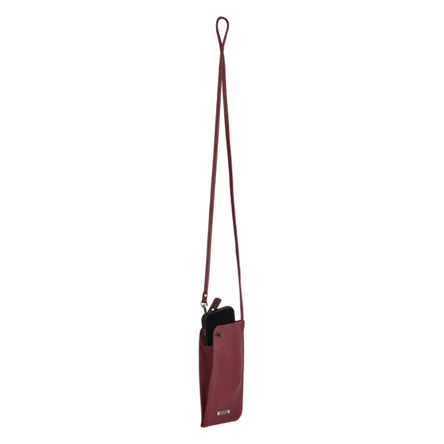 Leather Mobile Bag Malbec Red Toni