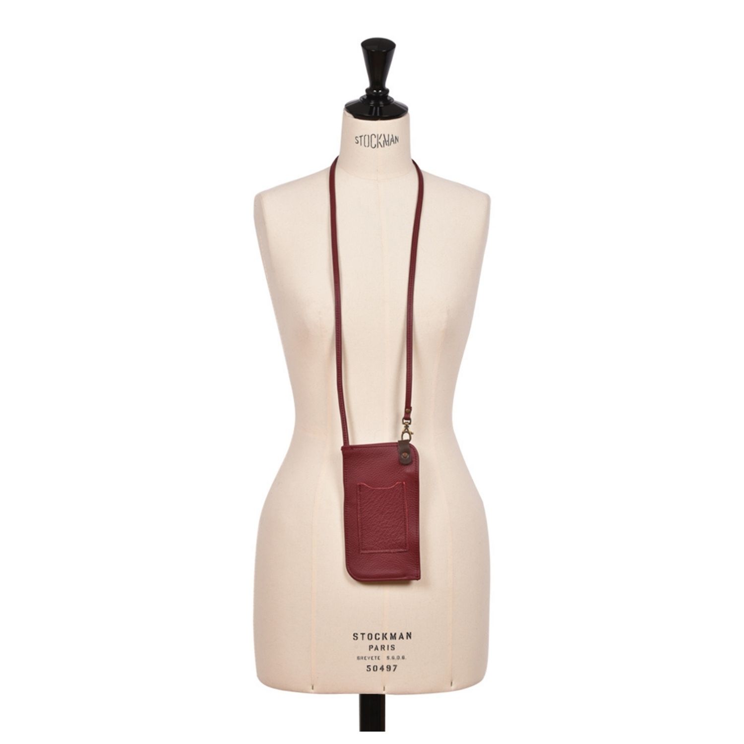 Leather Mobile phone crossbody Malbec red Toni