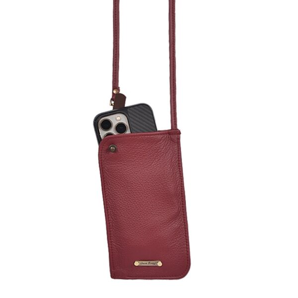 Leather Mobile phone crossbody Malbec red Toni