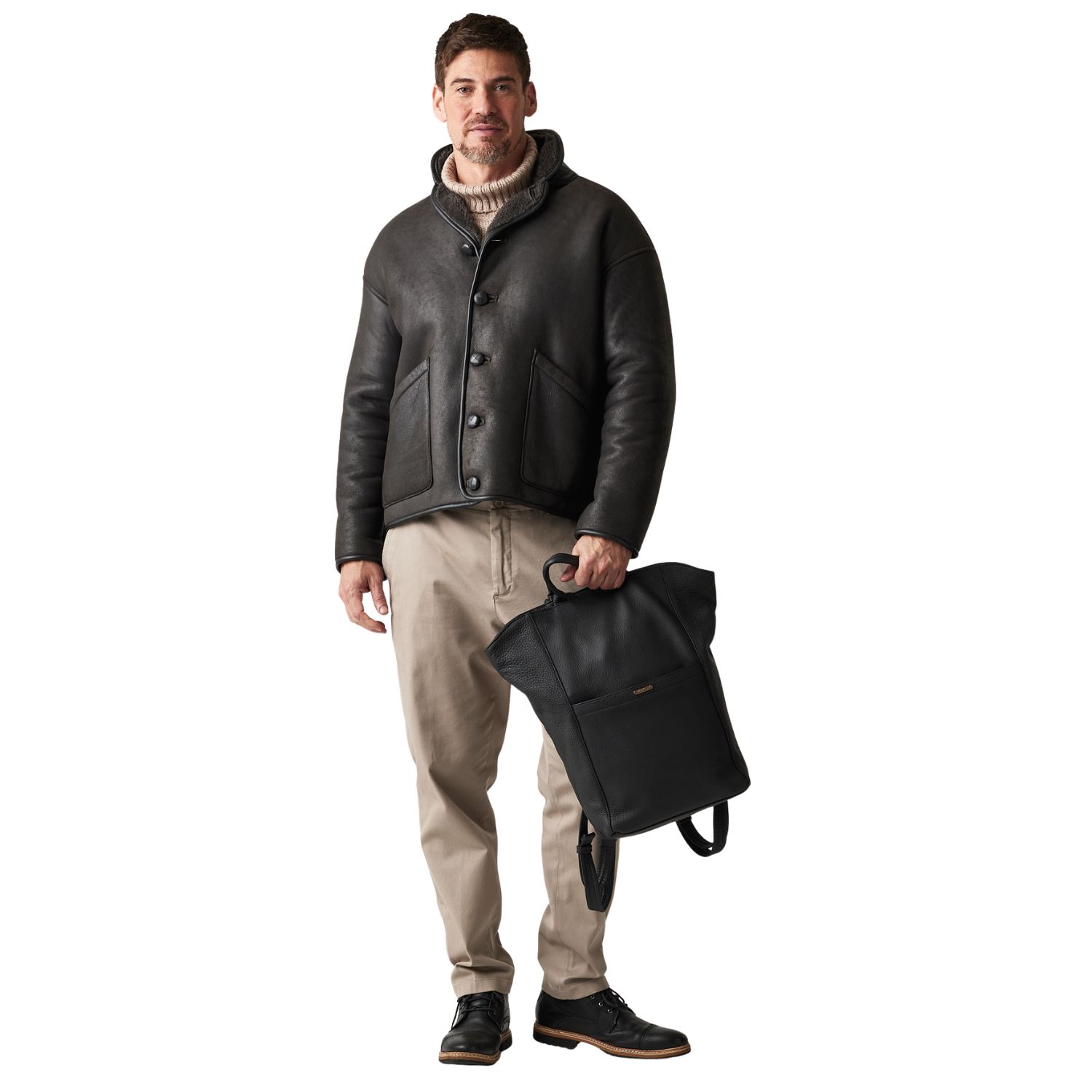 Leather Rucksack Black Snowdon