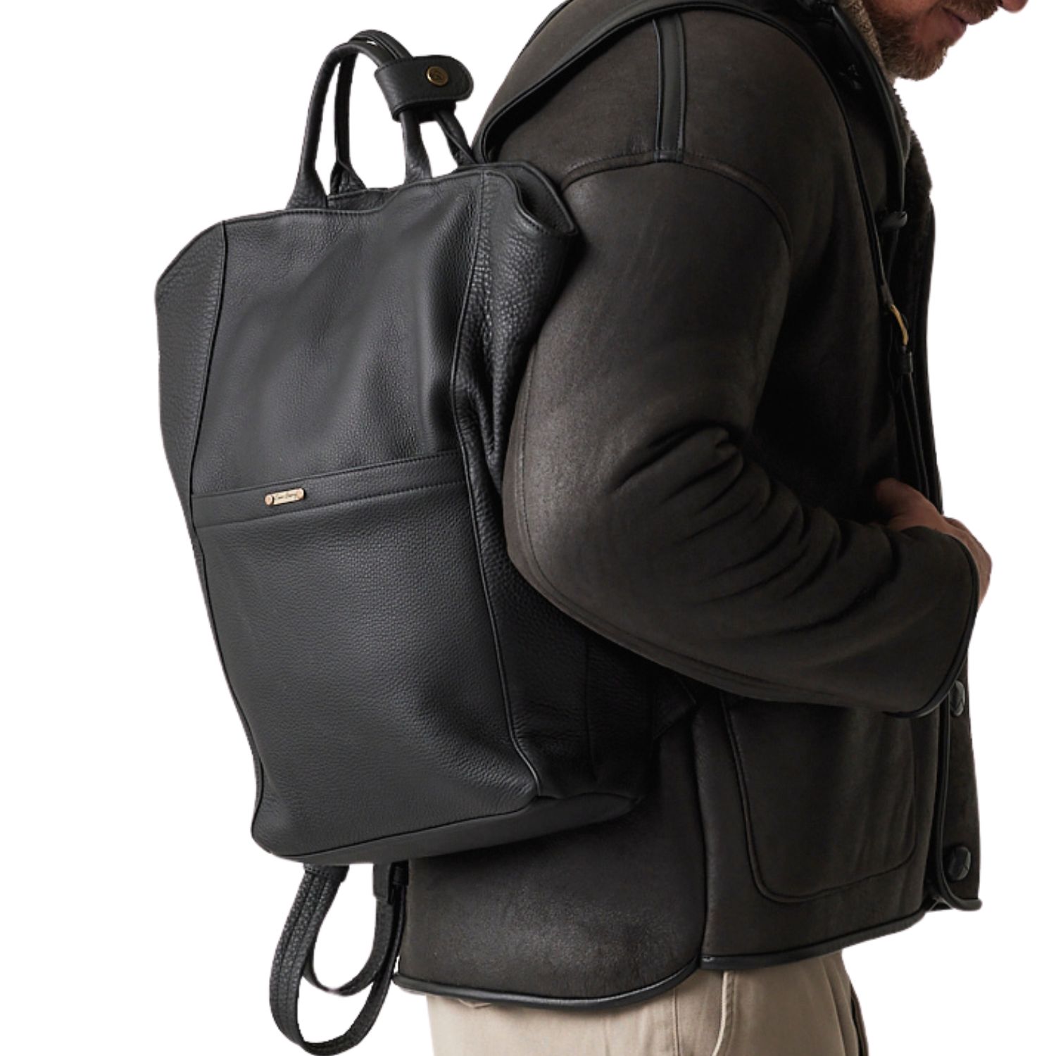 Leather Rucksack Black Snowdon