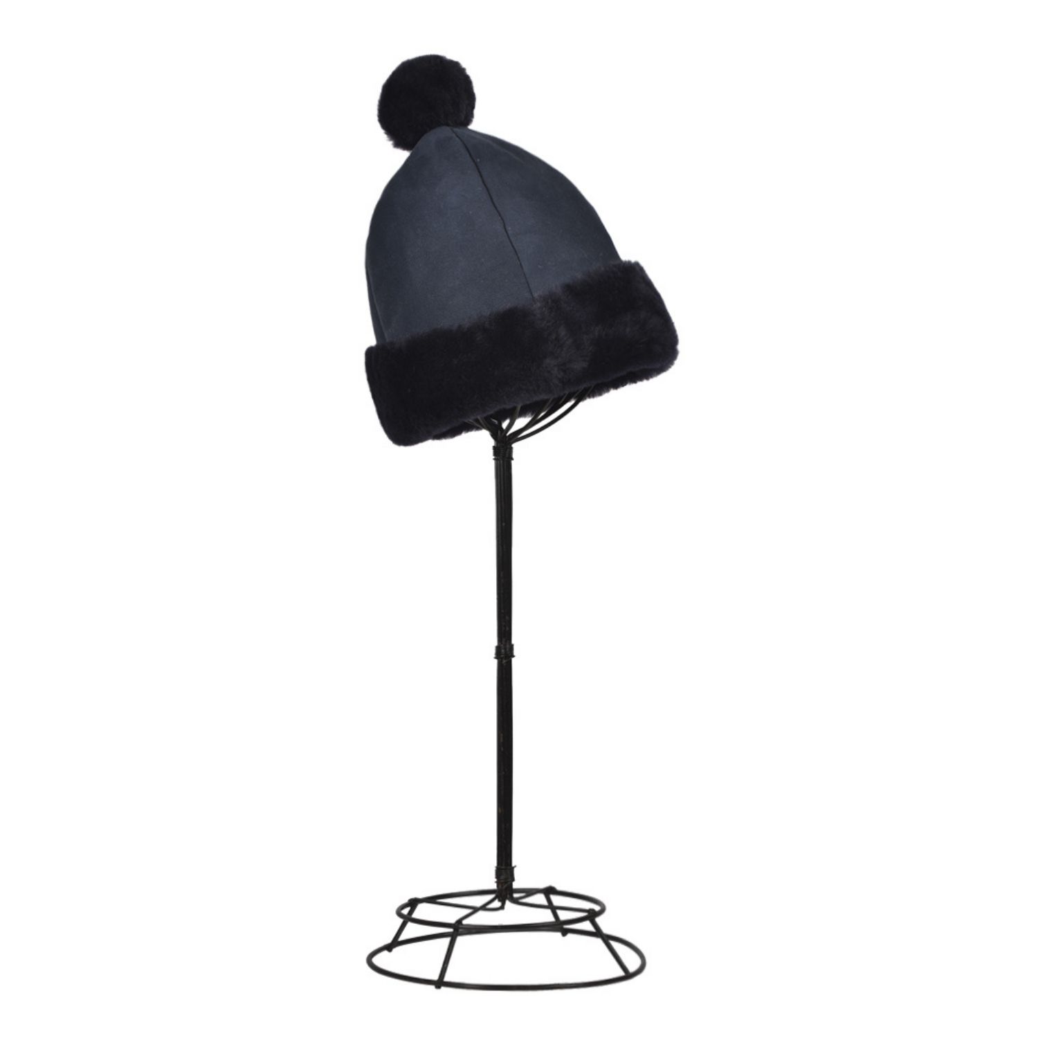 Sheepskin Beanie with Pom Navy Blue Kirby