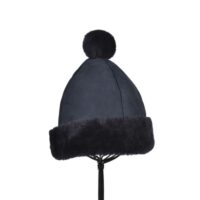Sheepskin Beanie with Pom Navy Blue Kirby