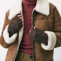 Sheepskin Fingerless Brown Hurricane Gloves