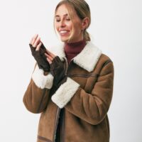 Sheepskin Fingerless Brown Hurricane Gloves