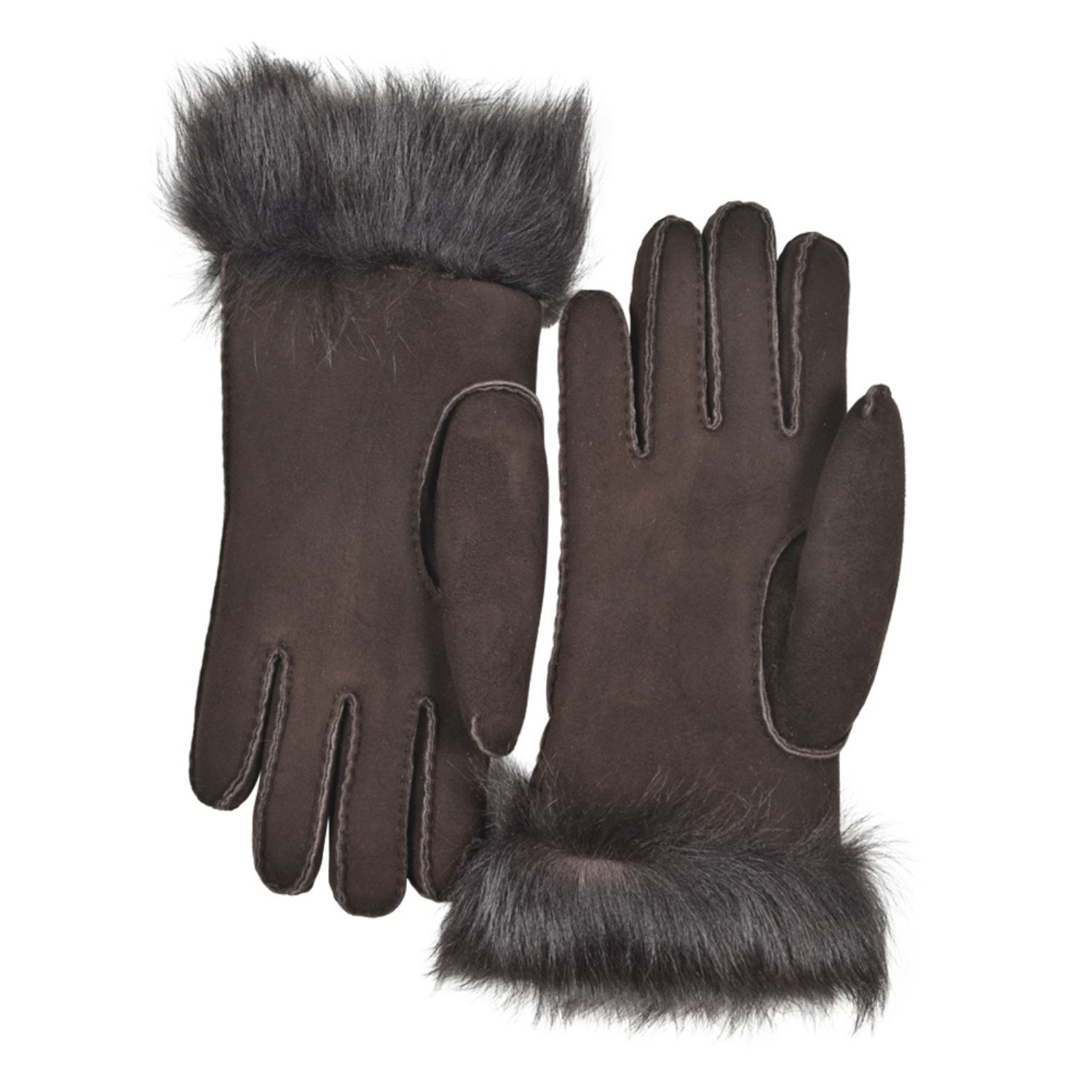 Sheepskin Gloves Toscana Trim Brown