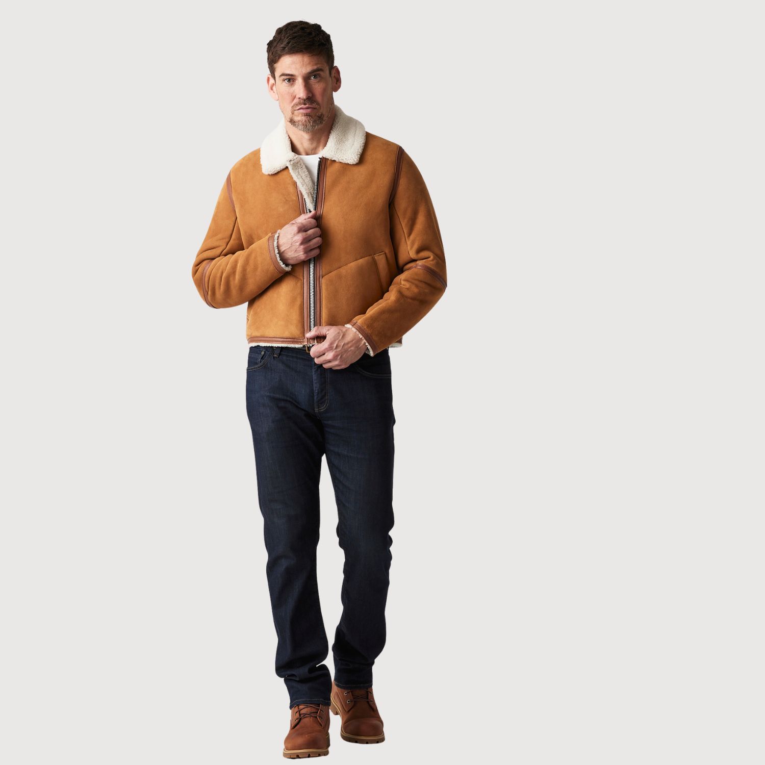 Sheepskin Jacket Brandy Cream Wilson (3) Sheepskin Jacket Brandy Cream Wilson