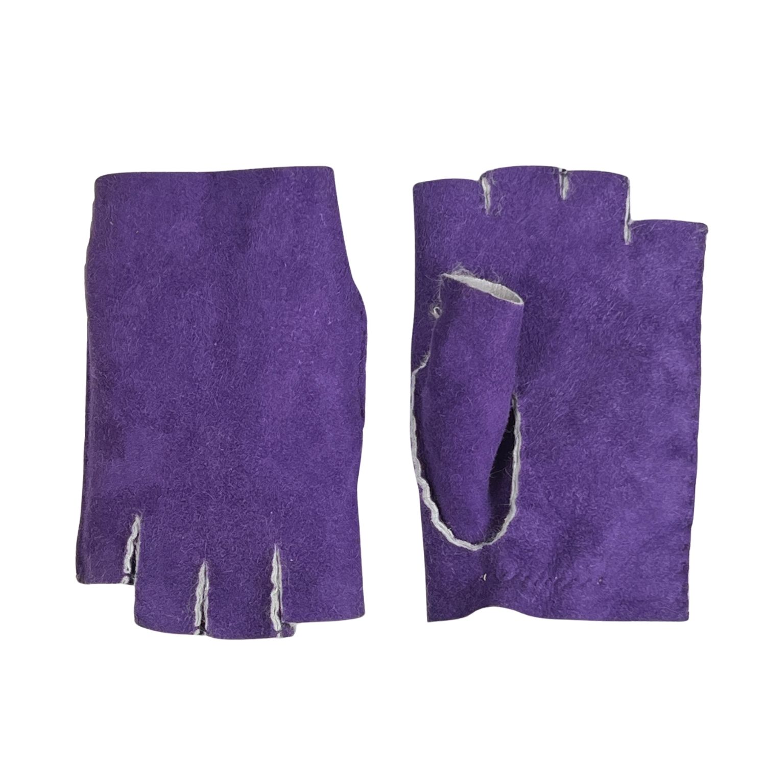 Womens Fingerless Purple White Wool
