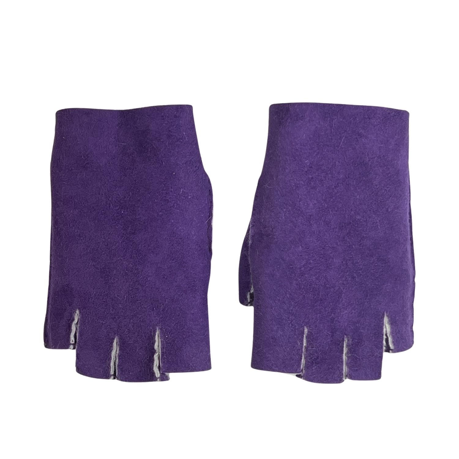 Womens Fingerless Purple White Wool