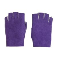 Womens Fingerless Purple White Wool