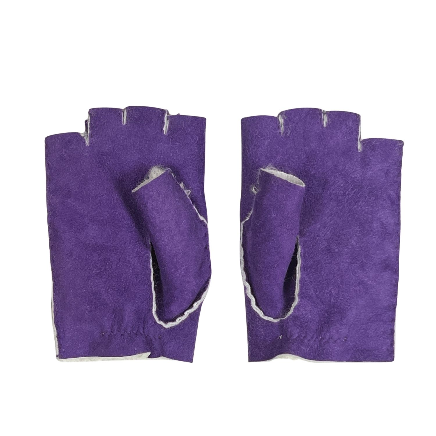 Womens Fingerless Purple White Wool