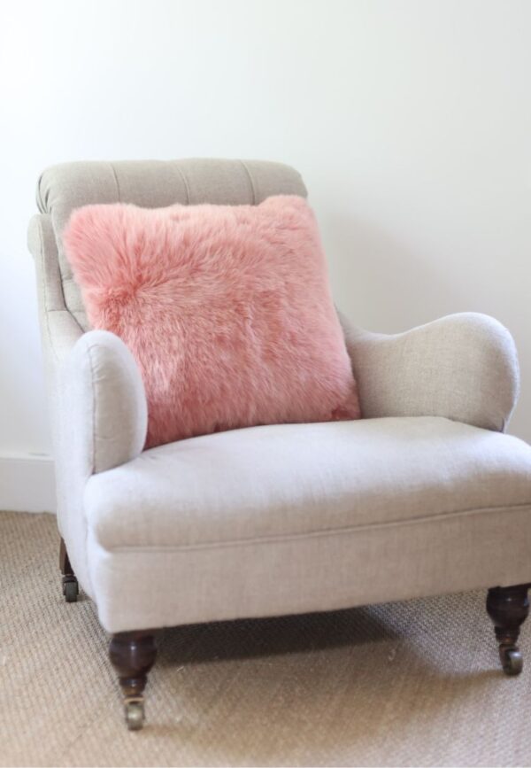 Sheepskin Cushion British Luxe Salmon Pink 50x50