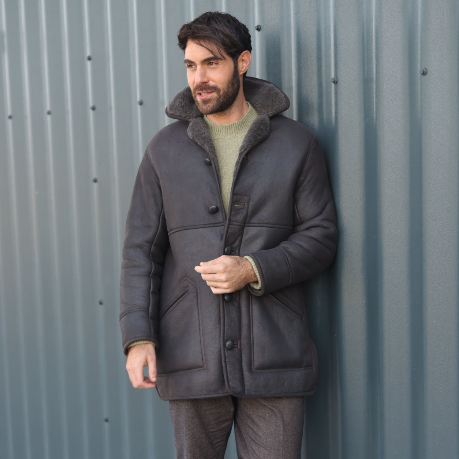 Sheepskin coat Cromita Grey Adam