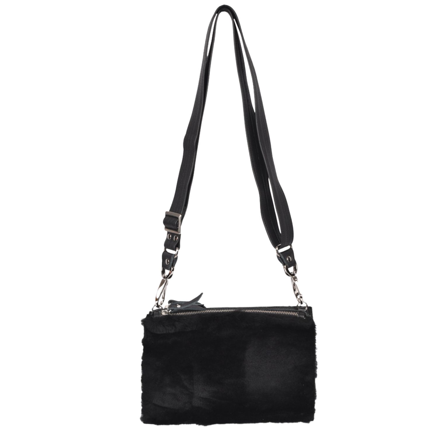 Sheepskin Crossbody Clutch Black Grenn