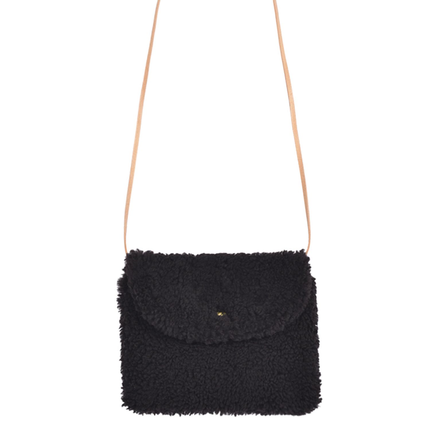 Sheepskin Crossbody Clutch Ebony Curly Brown Boo Bag