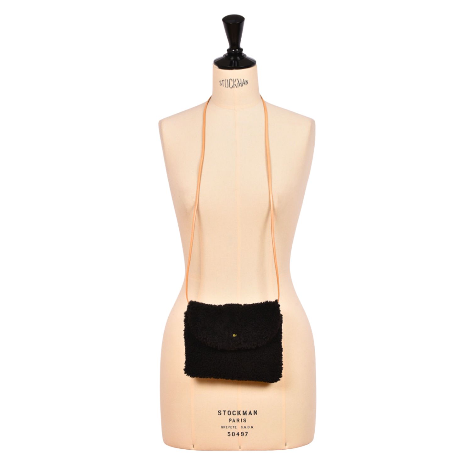 Sheepskin Crossbody Clutch Ebony Curly Brown Boo Bag