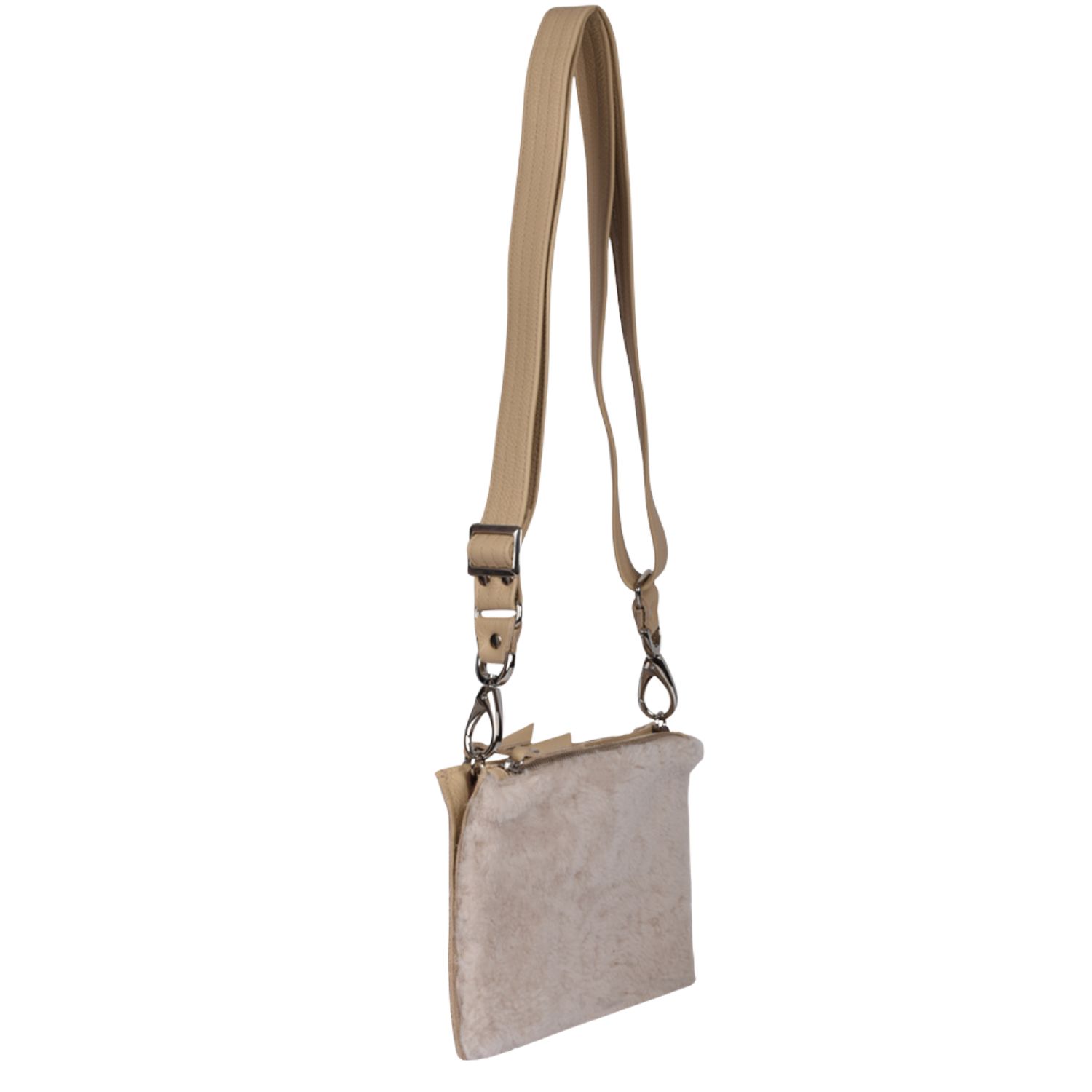Sheepskin Crossbody Clutch Pale Cream Grenn (1)