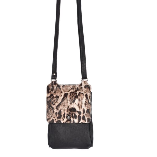 Cowhide Crossbody Bengal Black Flora Mini