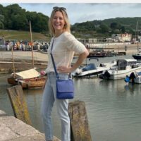 Flora Crossbody bag in Malibu Blue Leather by Owen Barry