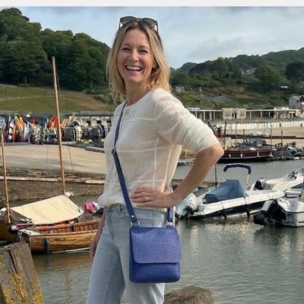 Flora Crossbody bag in Malibu Blue Leather by Owen Barry