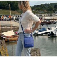 Flora Crossbody bag in Malibu Blue Leather by Owen Barry