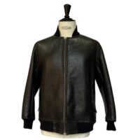 Mens Sheepskin Bomber Jacket Felix in Coal Napalan by Owen Barry