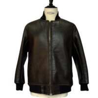 Mens Sheepskin Bomber Jacket Felix in Coal Napalan by Owen Barry