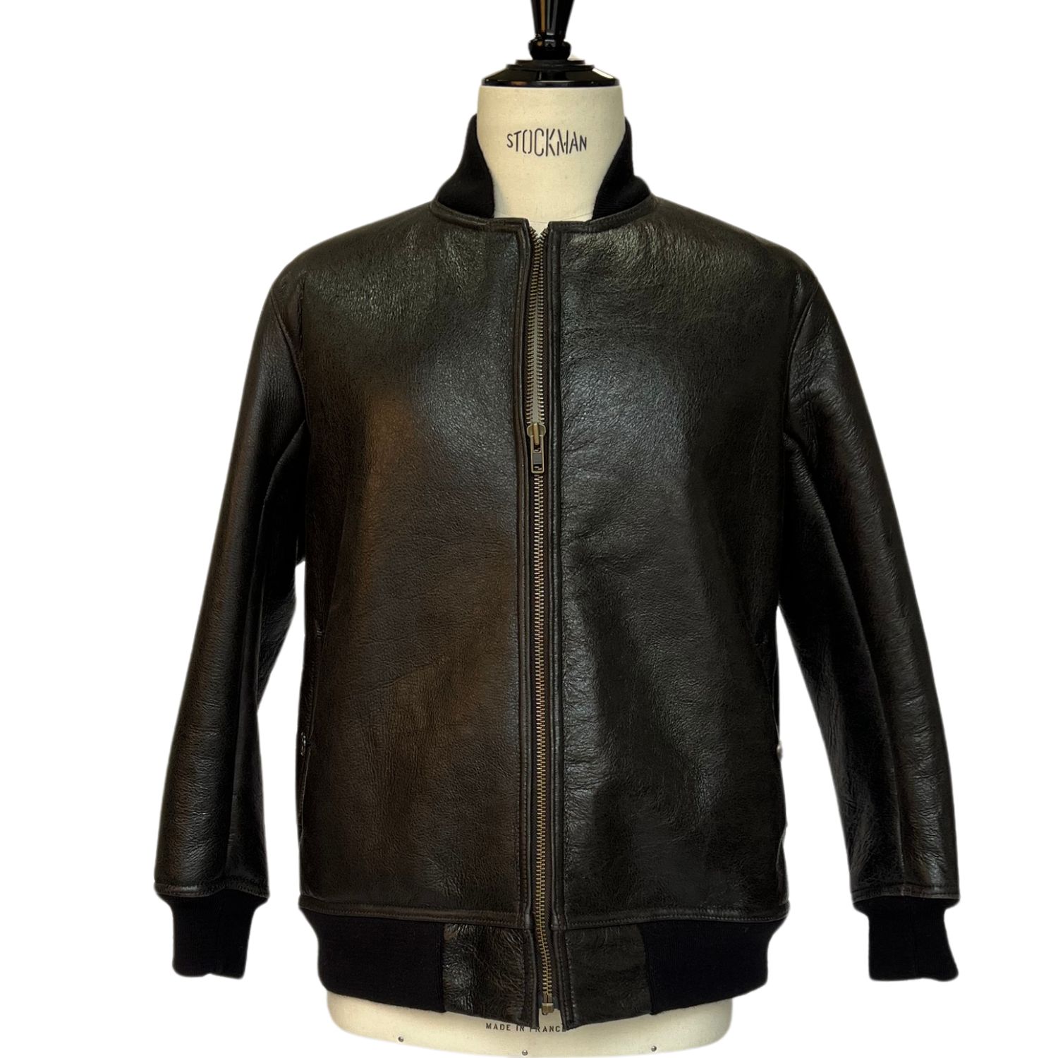Mens Sheepskin Bomber Jacket Felix in Coal Napalan by Owen Barry