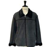 Mens Sheepskin Bomber Jacket Wilson Outback Charcoal by Owen Barry