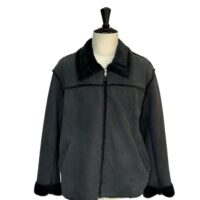 Mens Sheepskin Bomber Jacket Wilson Outback Charcoal by Owen Barry