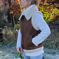Sheepskin Gilet Walnut distressed Ivy
